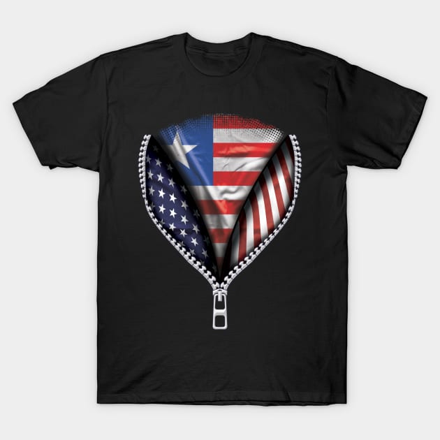 Liberian Flag  Liberia Flag American Flag Zip Down - Gift for Liberian From Liberia T-Shirt by Country Flags